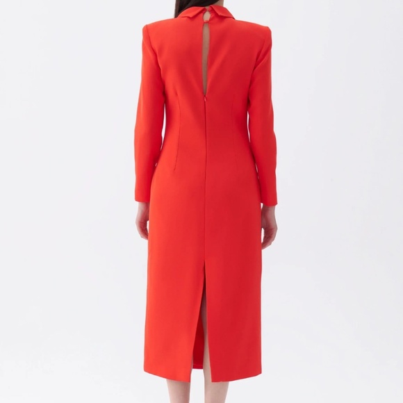 Tie Neck Midi Dress with Shoulder Pad - Picture 3 of 8